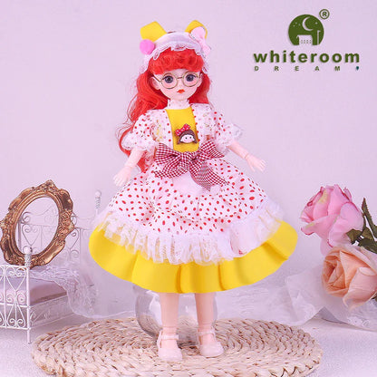 30cm 1/6 BJD Ball Jointed Doll – Starry Gray Eyes with Lolita Fashion Dress, DIY Toy Gift for Girls