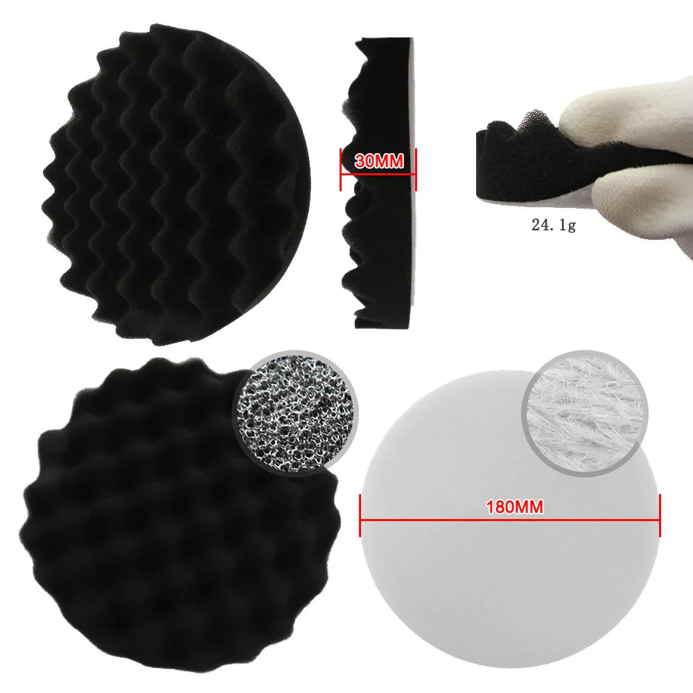 3/5/7-Inch Car Polishing Disc 8pcs Set — Self-Adhesive Buffing, Waxing, and Wool Pads for Car Polisher with Drill Adapter