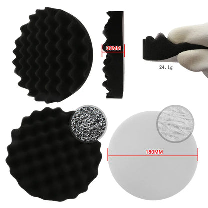3/5/7-Inch Car Polishing Disc 8pcs Set — Self-Adhesive Buffing, Waxing, and Wool Pads for Car Polisher with Drill Adapter
