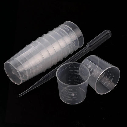 20/100PCS Transparent Plastic Measuring Cups – Disposable Liquid Containers for Epoxy Resin, Silicone Mold, DIY Jewelry Making