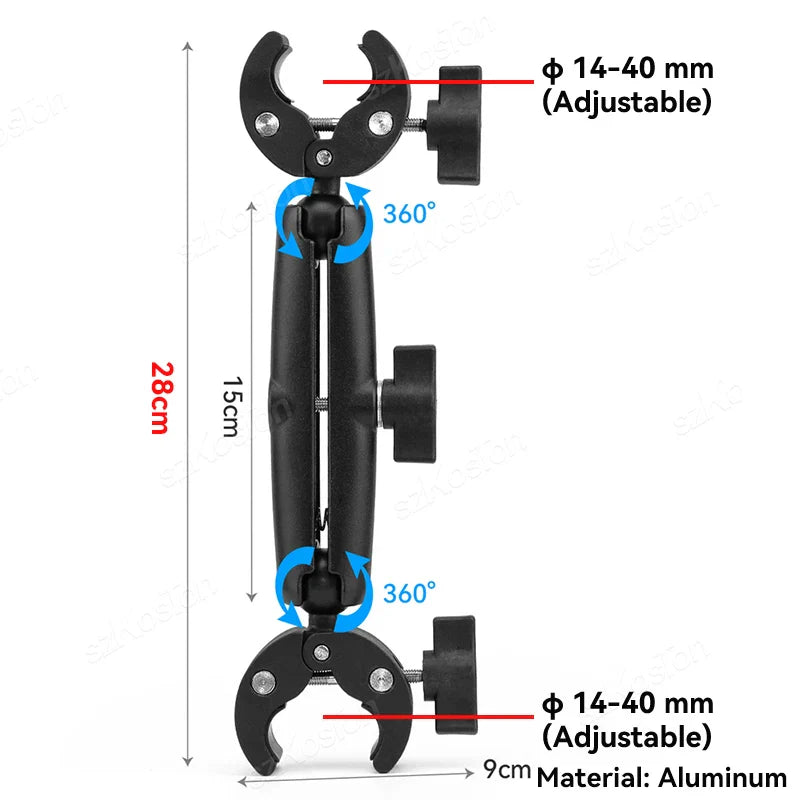 Selfie Stick Monopod Handlebar Mount – Compatible with Insta360 X4/X3/X2, GoPro 8-13 & DJI for Bicycle & Motorcycle