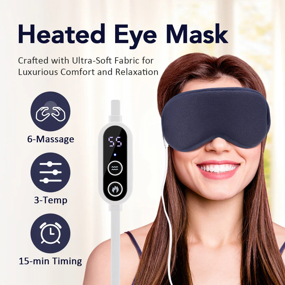 USB Heated Eye Mask with Vibration Massage – Relieve Eye Fatigue, Dry Eyes, and Promote Sleep for Home, Office & Travel