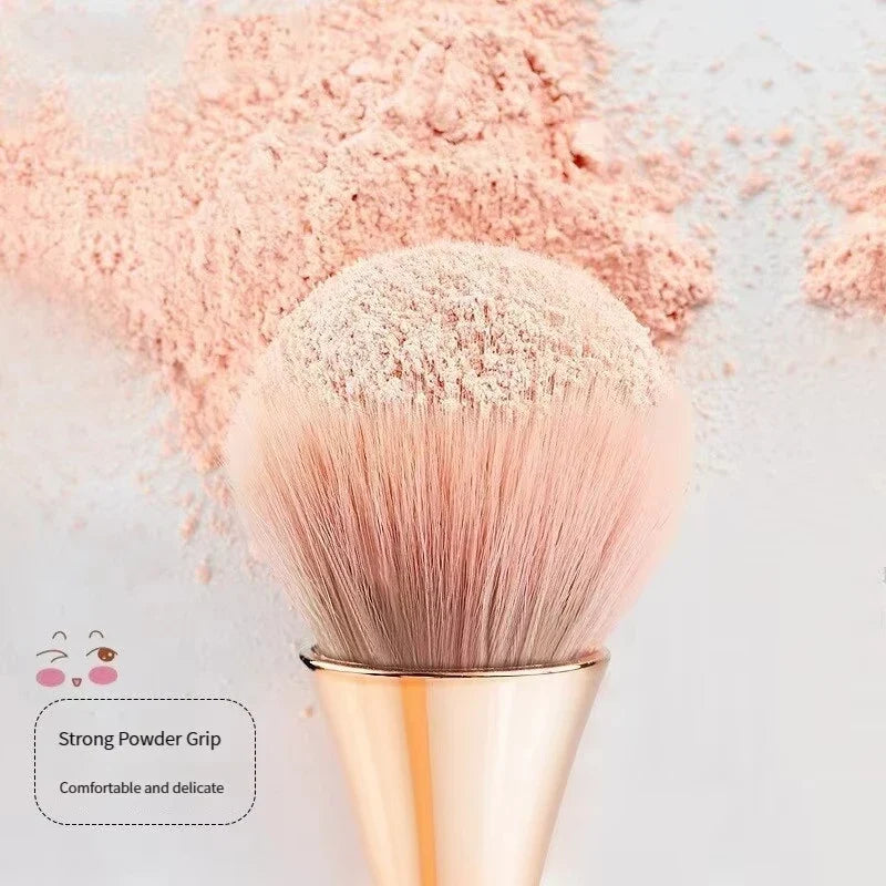 Rose Gold Fan Makeup Brush - Soft Hair Powder, Blush & Highlighter Brush