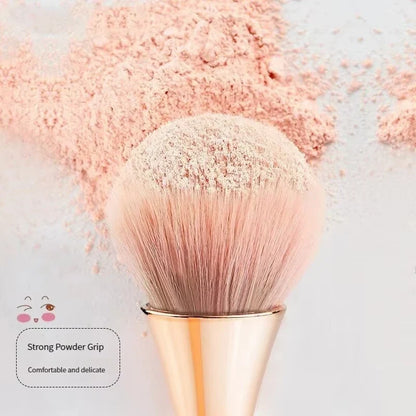 Rose Gold Fan Makeup Brush - Soft Hair Powder, Blush & Highlighter Brush