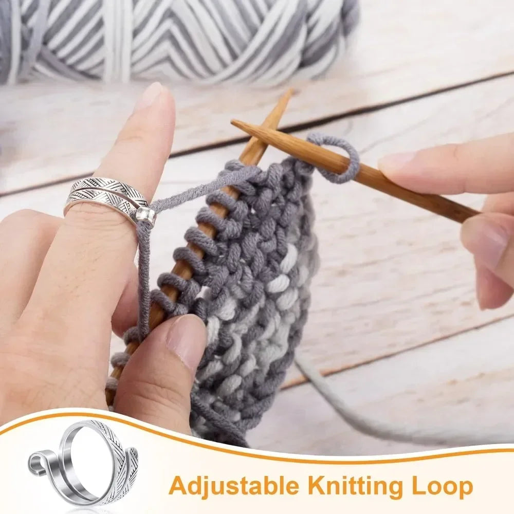 Adjustable Crochet Tension Cat Ring – Beginner Knitting & Crochet Hook Finger Holders, Yarn Guide Winder Tools
