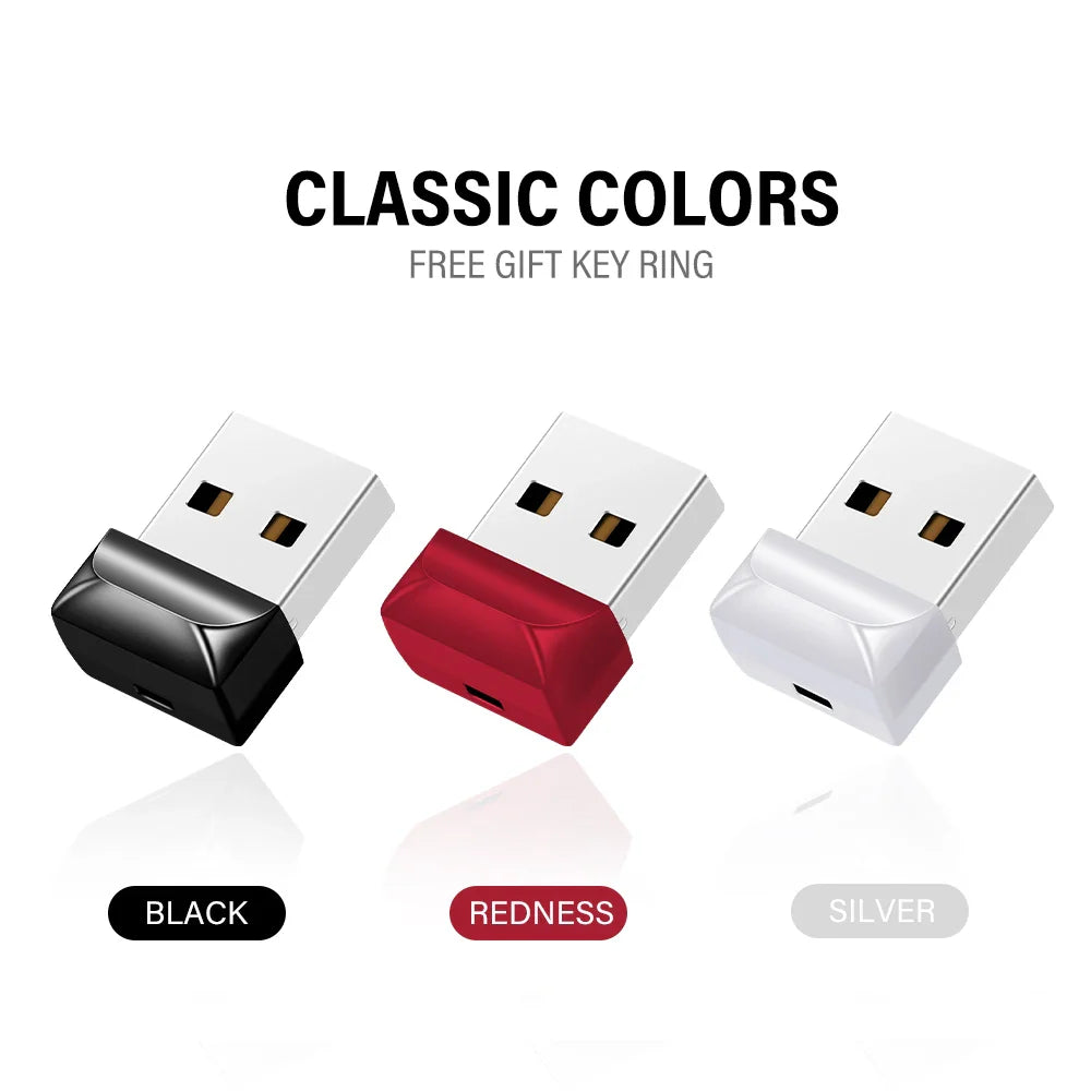 Black Mini USB 2.0 Pen Drive – High-Speed 64GB & 128GB Oval Flash Memory Stick with Keychain, Ideal Business Gift