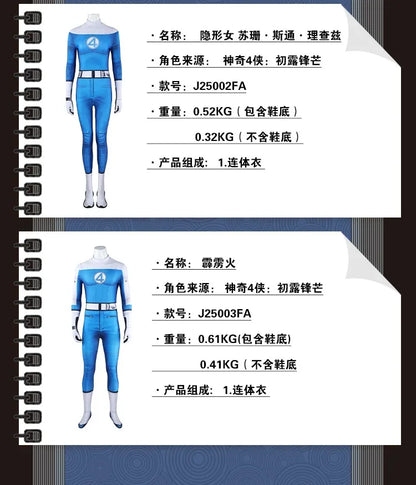 Fantastic Four Thing & Reed Richards Cosplay Costume – Blue Invisible Man Jumpsuit for Halloween & Superhero Events