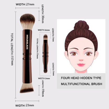 Hourglass No.24 Four-Head Multifunctional Makeup Brush – Loose Powder, Foundation, Concealer & Eyeshadow Brush