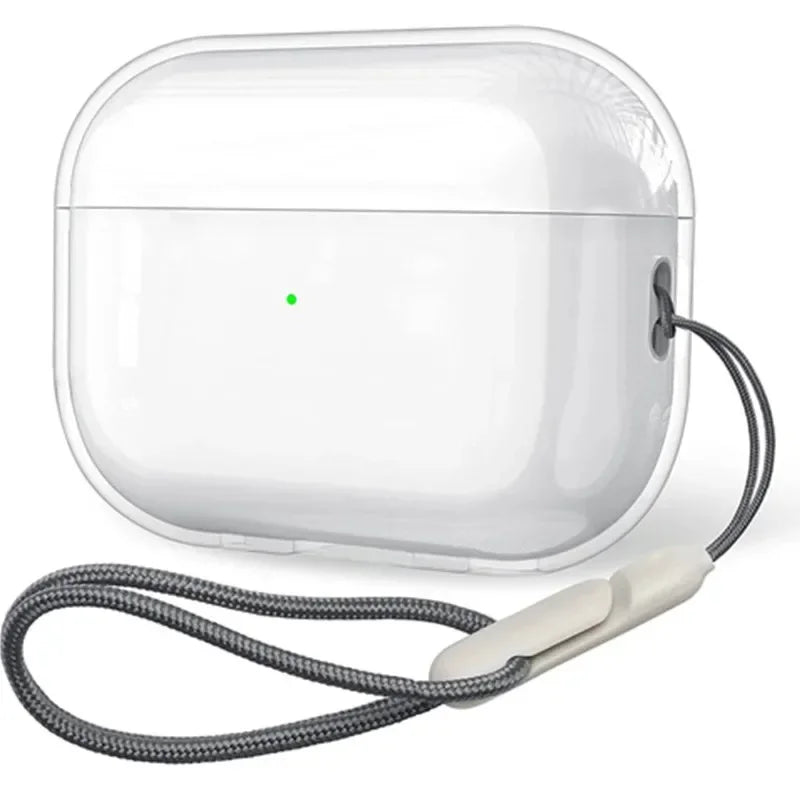 Clear Soft TPU Earphone Case for AirPods 1/2/3/4 & Pro/Pro 2 — Shockproof Cover with Lanyard Strap for AirPods 4 Charging Case