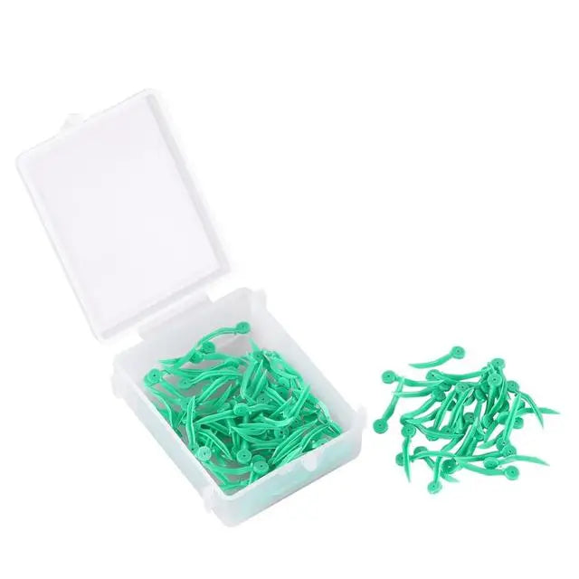 100pcs Disposable Dental Wedges – Plastic Arc Concave Diastema Wedges with Circular Hole for Dentist Use