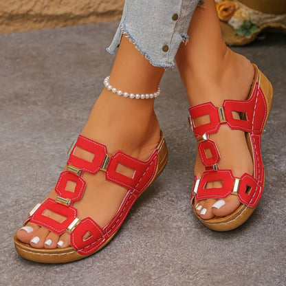 Women’s Large Size Roman Style Sandals – Open Toe Summer Wedge Beach Slip-On Shoes for Outdoor Comfort