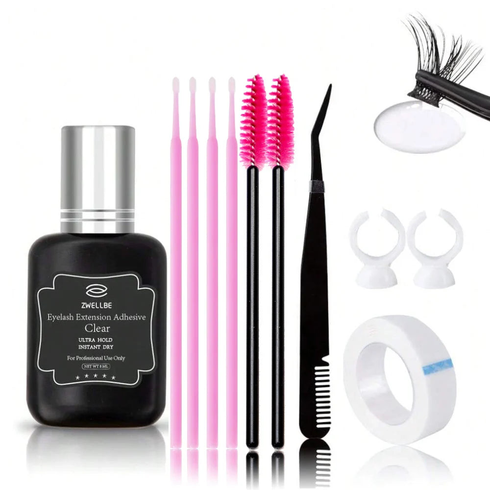 Lash Bond, Seal, and Remover Kit – Waterproof Cluster Eyelash Glue, Strong Hold, Fast Removal for DIY Extensions