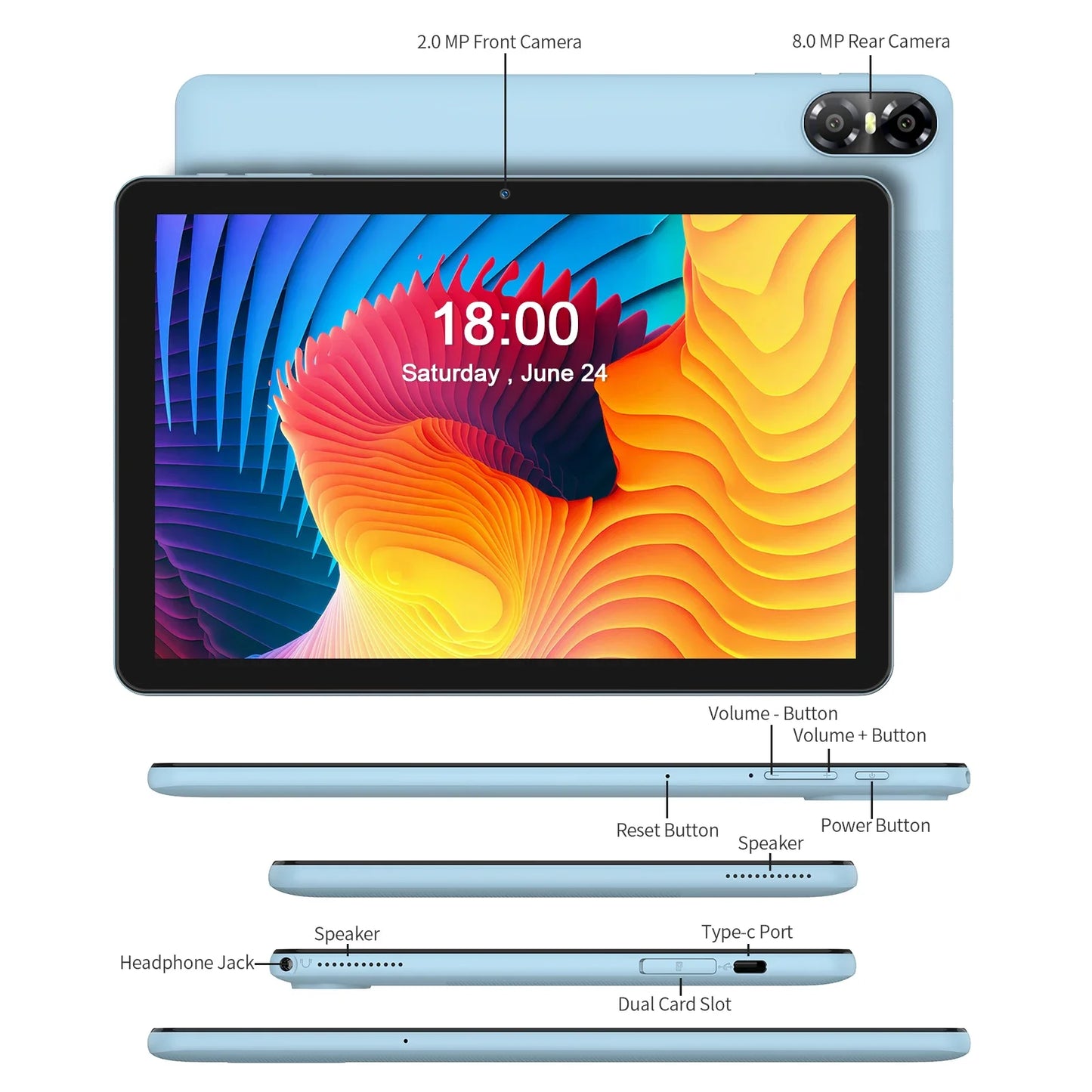 PRITOM TOUCH 10 Plus 10″ Android 13 Tablet — 8GB RAM + 64GB Storage (Expandable 1TB), WiFi 6, Dual Speakers, BT5.0, 2.0GHz, Google GMS