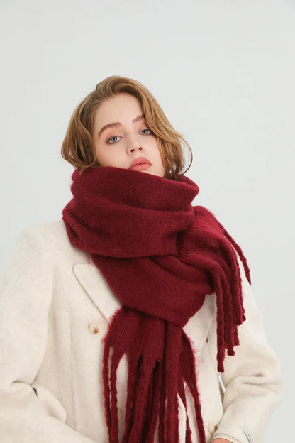 Women’s Winter Cashmere Scarf – Thick Soft Pashmina Shawl with Tassels, Warm Blanket Wrap & Long Poncho Echarpe