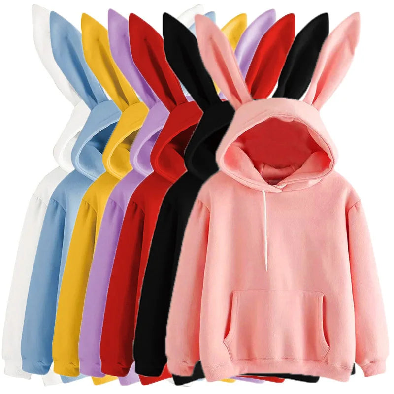Women's Rabbit Hooded Hoodie - Harajuku Loose Casual Autumn Winter Coat