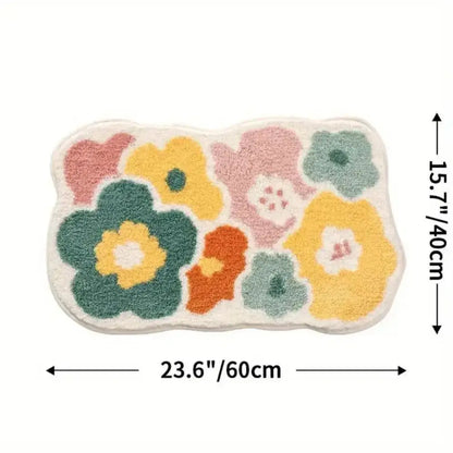 40x60cm Cute Flower Bathroom Rug – Machine Washable, Soft Absorbent Non-Slip Floor Mat