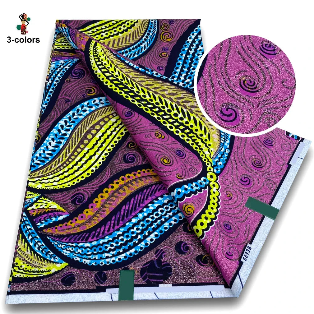 100% Cotton African Wax Print Fabric - Soft Golden Ankara Pagne for Nigerian Fashion & Traditional Wear