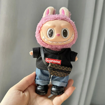 17cm Lovely Labubu Doll Clothes - First & Second Generation Supreme Clothing Set, Multi-Color Outfits