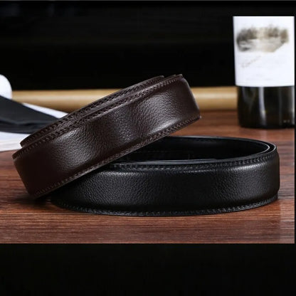Men's Ratchet Leather Belt – Adjustable Strap with Free Buckle Replacement for Cowboy Style