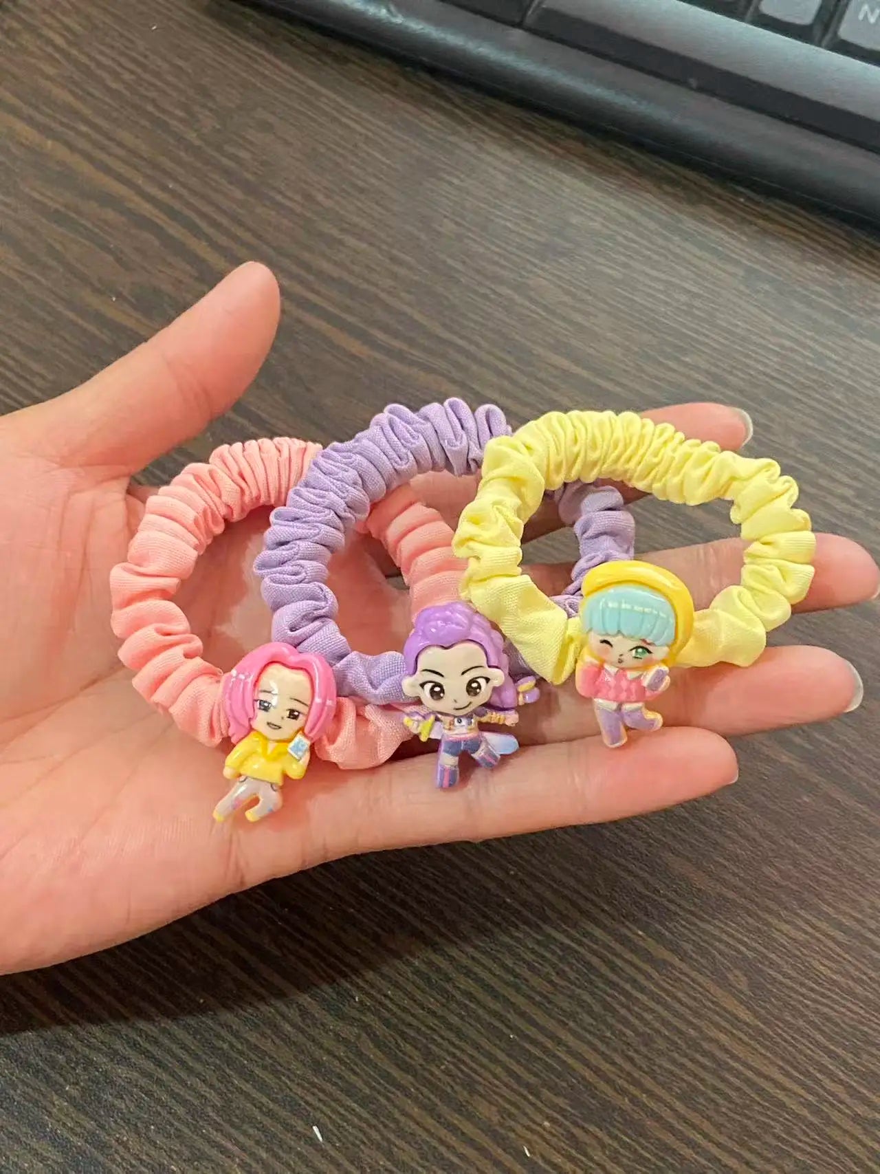 6PCS Demon Hunter Cartoon Hair Ties — Cute Anime Kawaii Elastic Hair Ropes Set for Women & Girls Ponytail Holders
