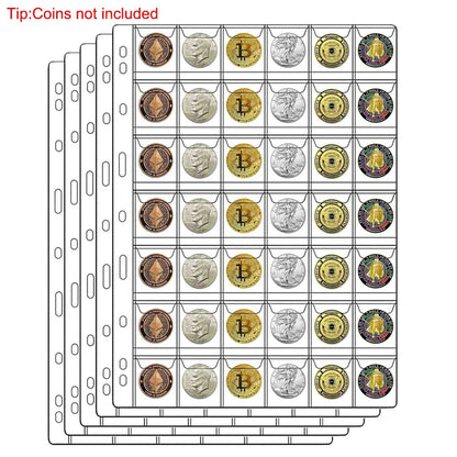 42 Pocket Coin Collection Pages - 9 Hole Coin Sleeves for Collectors, Stamps, Badges & Hobby Storage