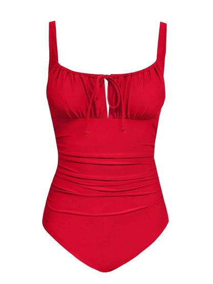 Cupshe Square Neck Drawstring One-Piece Swimsuit – Sexy Back Hook Monokini Beachwear for Women