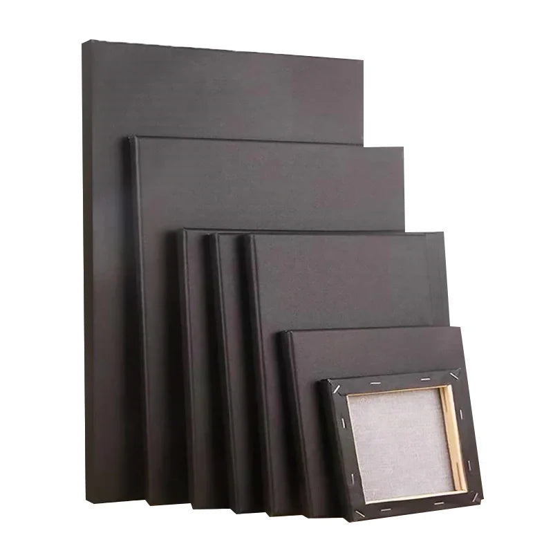 Black Canvas Wooden Oil Painting Frame – Cotton DIY Graffiti Canvas for Children & Beginner Art Practice Supplies