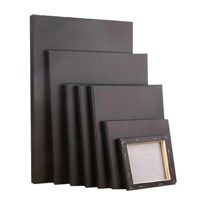 Black Canvas Wooden Oil Painting Frame – Cotton DIY Graffiti Canvas for Children & Beginner Art Practice Supplies