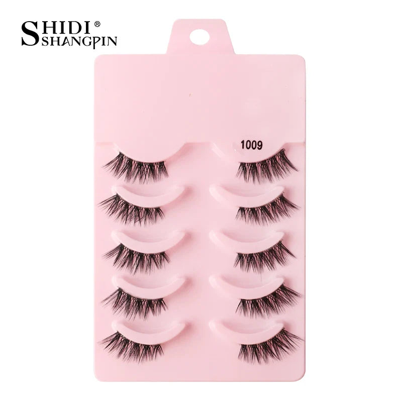 SHIDISHANGPIN 5/10 Pairs Cat Eye False Lashes – 3D Mink Half Lashes, Eyelash Extensions for Natural Makeup, Faux Cils Maquiagem