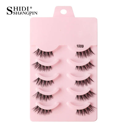 SHIDISHANGPIN 5/10 Pairs Cat Eye False Lashes – 3D Mink Half Lashes, Eyelash Extensions for Natural Makeup, Faux Cils Maquiagem