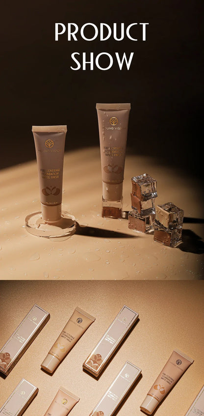 30ml Matte Liquid Foundation Cream – Long-Wear, Oil-Control, Full Coverage Waterproof Concealer for Wheat Tone Makeup