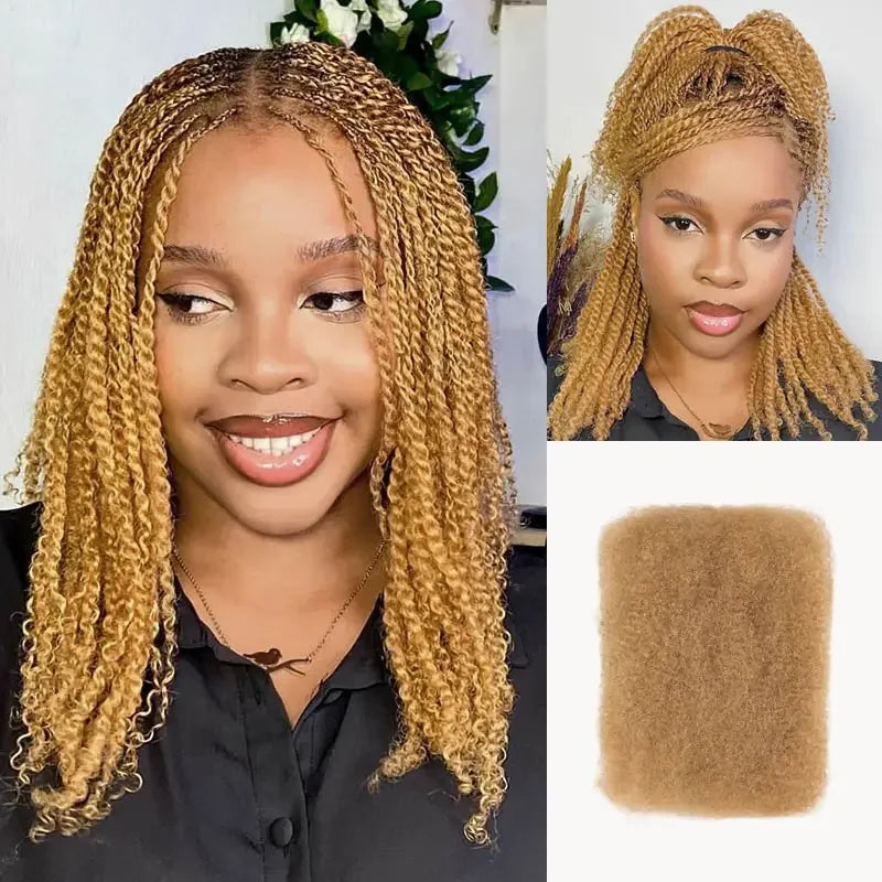 Black Pearl QVR Peruvian Kinky Curly Human Hair – 50g Afro Mini Twist Braiding Bundles 100% Remy Hair Extensions
