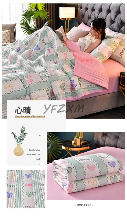 Quilted Spring Summer Quilt – Soft, Lightweight & Breathable Duvet for Queen Size, Comfortable & Washable
