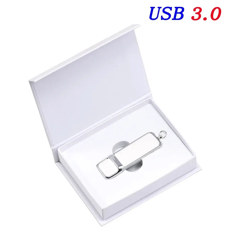 Leather USB 3.0 Flash Drive - Free Logo, 4GB-128GB High-Speed Memory Stick, Wedding Gift