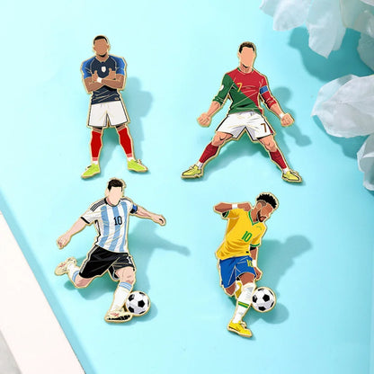 Football Enamel Pin Set - 1-4 Piece Soccer Star Athlete Lapel Badges for Backpacks & Fans