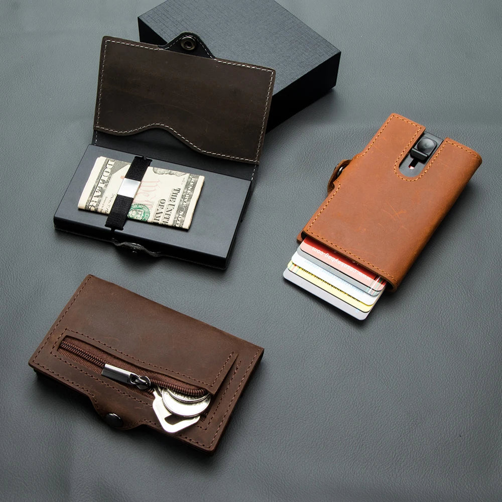 CASEKEY Men’s Wallet — 100% Genuine Cow Leather Short Card Holder Purse, High-Quality Brand Wallet for Men