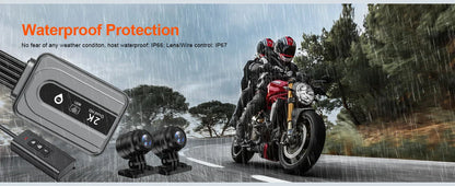 Motorcycle 2K Front & Rear DVR Dash Cam – WiFi GPS, Waterproof Full-Body Video Recorder Black Box