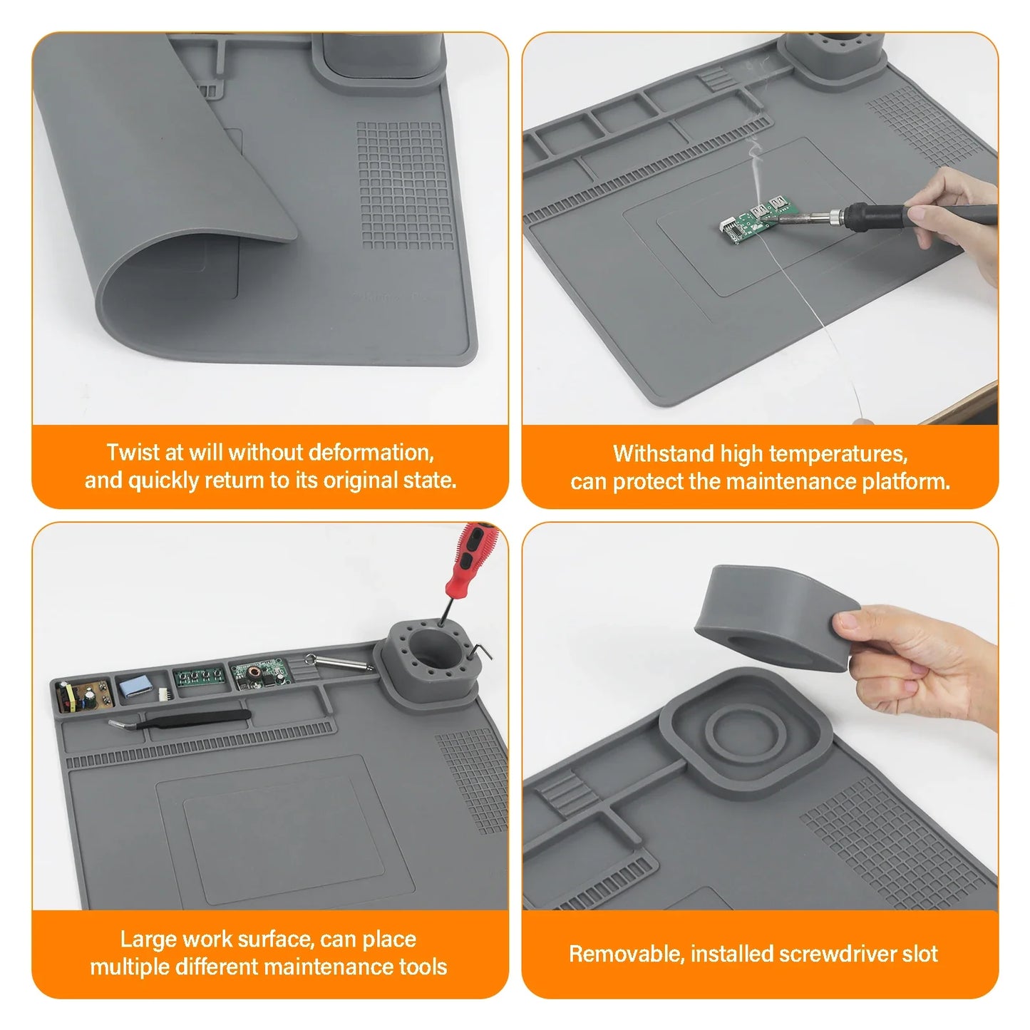 Toolour High-Temperature Silicone Welding Pad – Non-Slip Durable Mat up to 500℃, Multi-Size for Welding Work