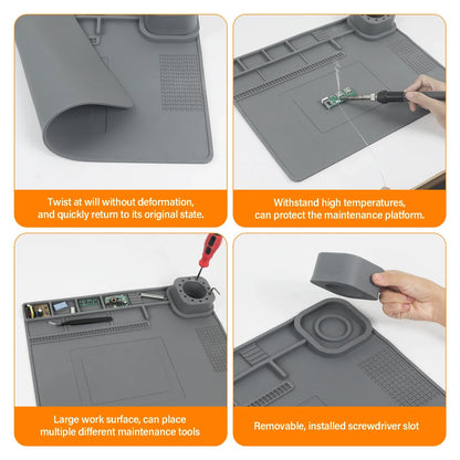 Toolour High-Temperature Silicone Welding Pad – Non-Slip Durable Mat up to 500℃, Multi-Size for Welding Work