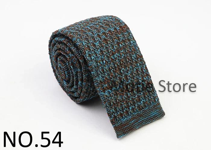 Classic Knit Neck Tie for Men — 6cm Plaid & Dots Casual Business Wedding Tie
