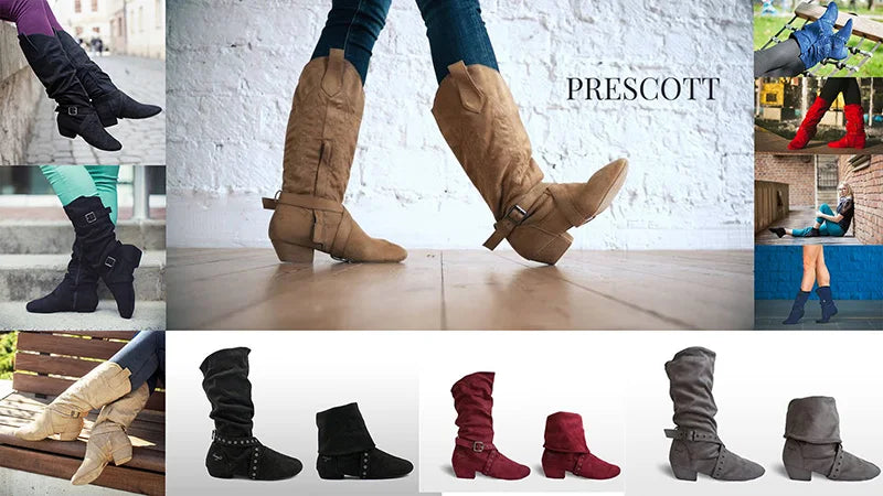 Wedopus Women’s Customized Heel Western Dance Boots – Black Suede Cowboy Shoes for Urban Dancing