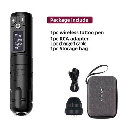 Ambition Soldier Wireless Tattoo Machine — Rotary Battery Pen with 2400mAh & LED Digital Display | Portable Power Pack for Body Art