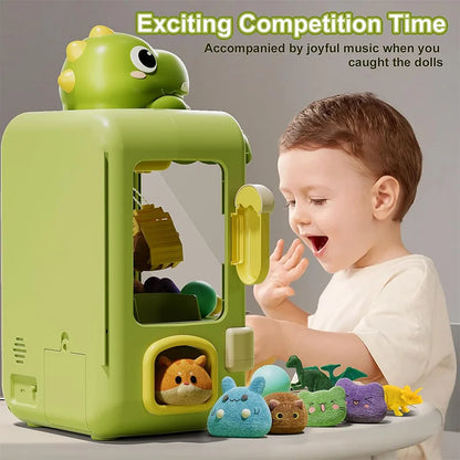 Dinosaur Claw Machine Toy - Mini Electronic Arcade Game with Music, Adjustable Catcher & Kids Birthday Gift