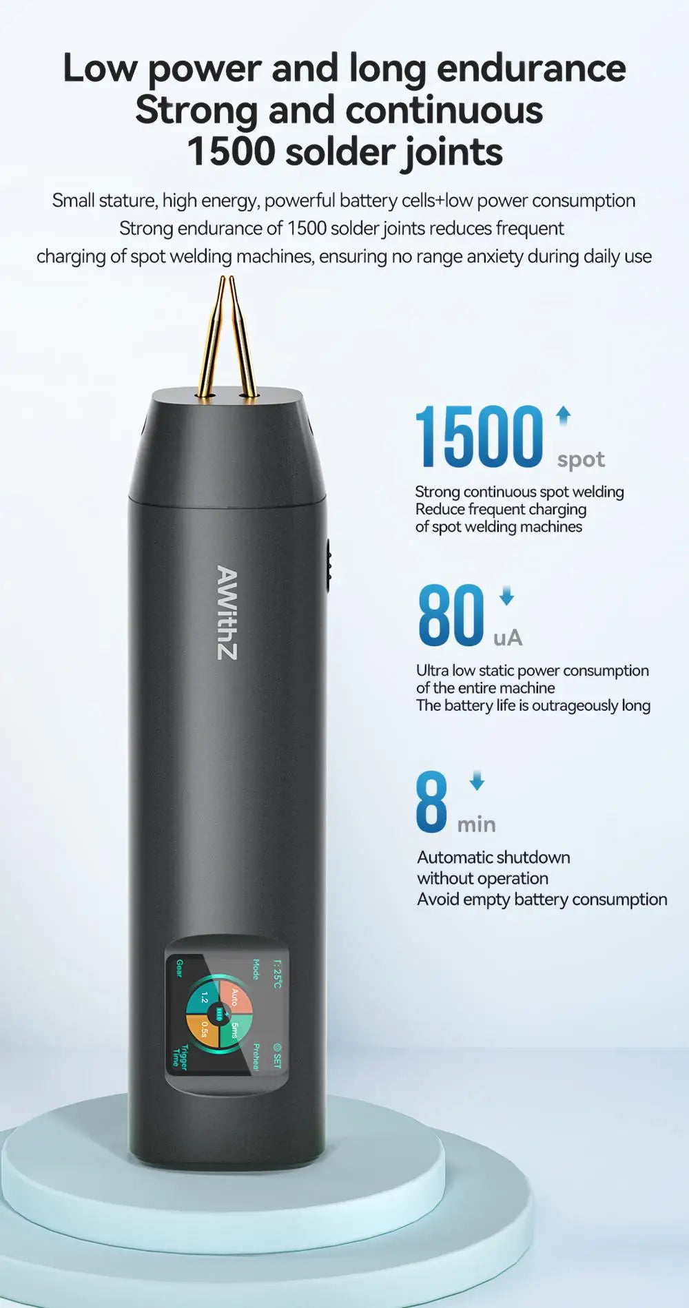 AWithZ Portable Handheld Spot Welder – DIY 90-Gear Adjustable Welding Machine for 18650 Lithium Batteries