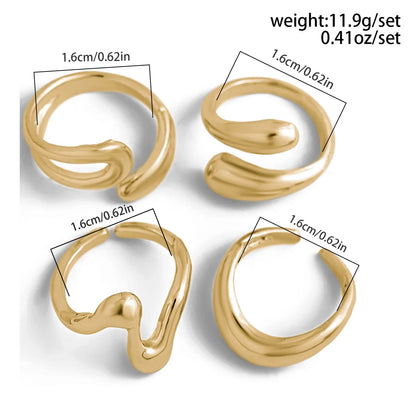 DIEZI Irregular Geometric Knuckle Ring Set — Punk Beach Fashion Gold & Silver (Unisex)