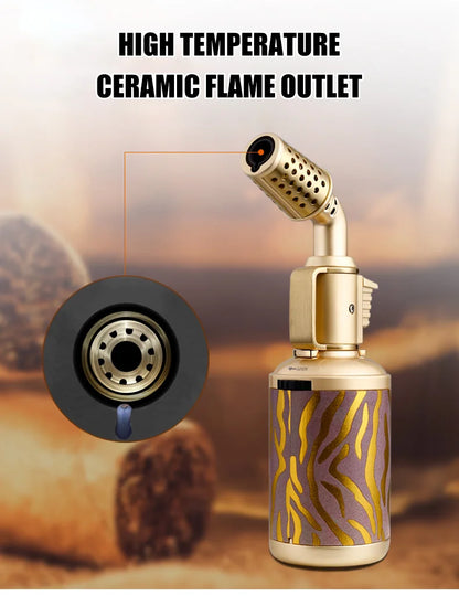 JOBON Creative Cigar Lighter | Windproof Blue Flame with Locking Rotor & UV Transfer Print, Unique Gift Craft