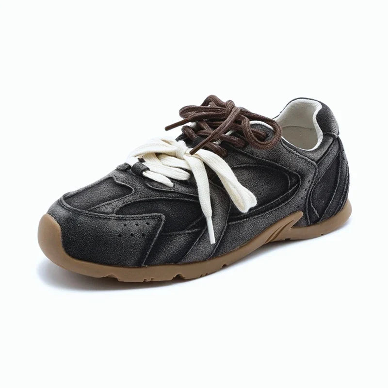 AIYUQI Women's Genuine Leather Sneakers – Retro German Trainers, Winter Velvet Fur, Flat Casual Shoes