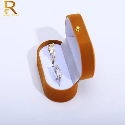 Velvet Jewelry Ring Box — Double Ring Organizer Trinket Box for Wedding & Gift