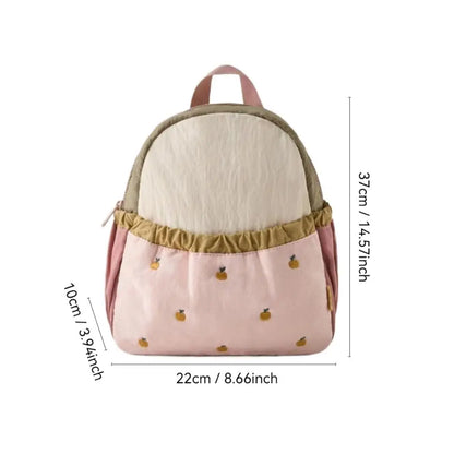 New Little Apple Backpack | Sweet Large Capacity Student Laptop Bag, Lightweight Embroidered Handbag