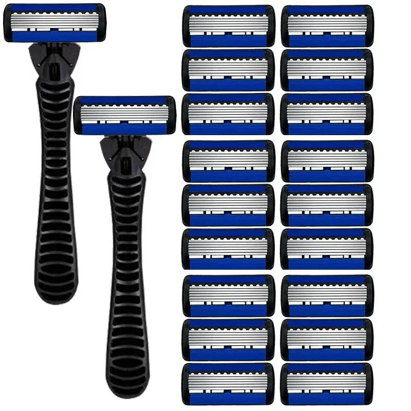 6-Layer Manual Safety Razor – Stainless Steel Double Edge Blade Shaver for Beard & Moustache Grooming